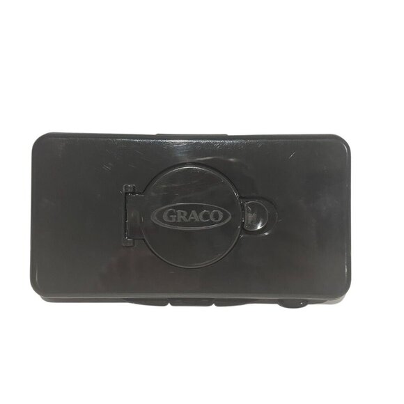 Vintage Graco Baby Wipes Container Travel Sz Black Translucent Refillable EMPTY - Picture 1 of 8